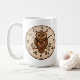 Caneca De Café Boho Owl Large Wall Clock