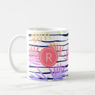 Caneca De Café Boho Palm Strike Patterno Monograma Café Mug