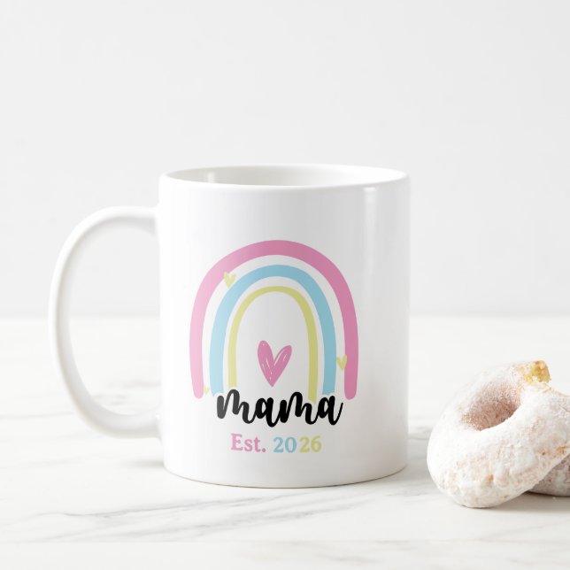 Caneca De Café Boho Rainbow Custom Mama Est. Year Keepsake (Com Donut)