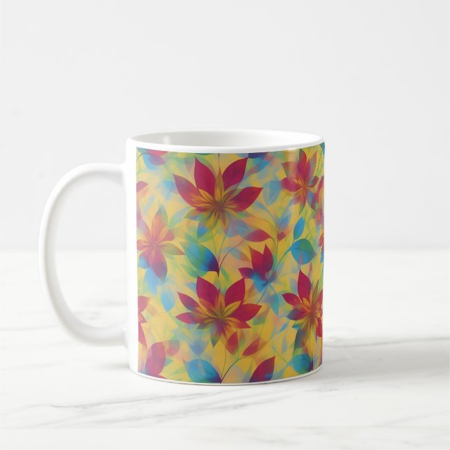 Caneca De Café BOHO Red Floral Design (Esquerda)