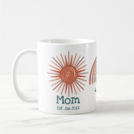 Caneca De Café Boho Retro Sun Rainbow Mãe Estabelecida