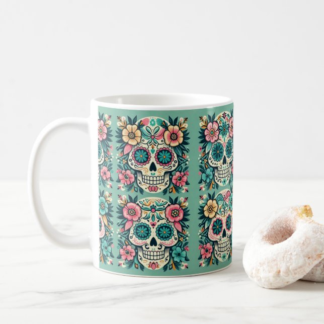 Caneca De Café Boho SugarSkulls (Com Donut)