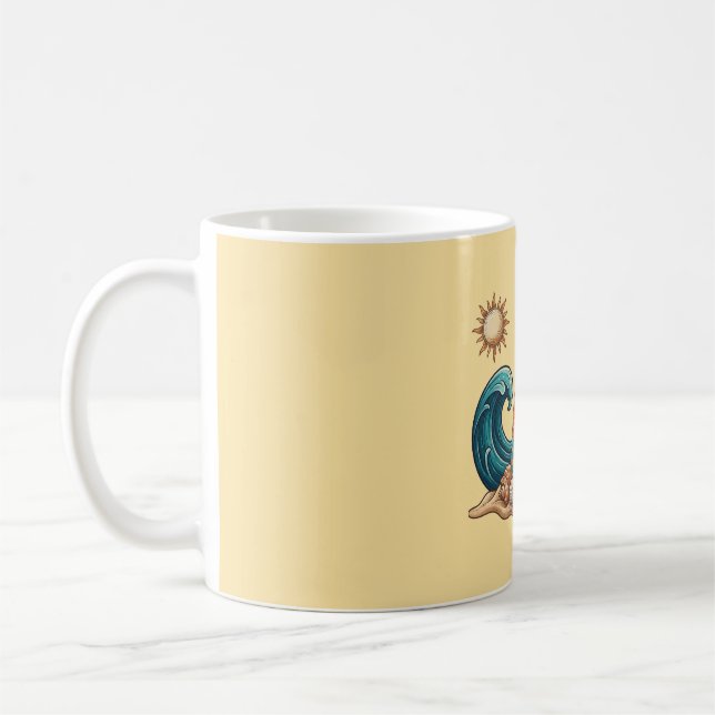 Caneca De Café Boho Sun, Moon, and Ocean Wave Aesthetic Mug (Esquerda)