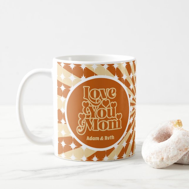 Caneca De Café Boho Te Ama Mãe Dia de as mães Personalizado De Fo (Com Donut)