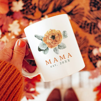 Caneca De Café Boho Terracotta Floral Greenery Mama Est.