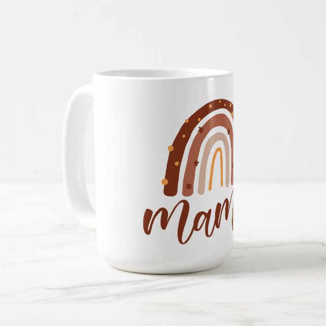 Caneca De Café Boho Terracotta Rainbow Mama (Frente Esquerda)
