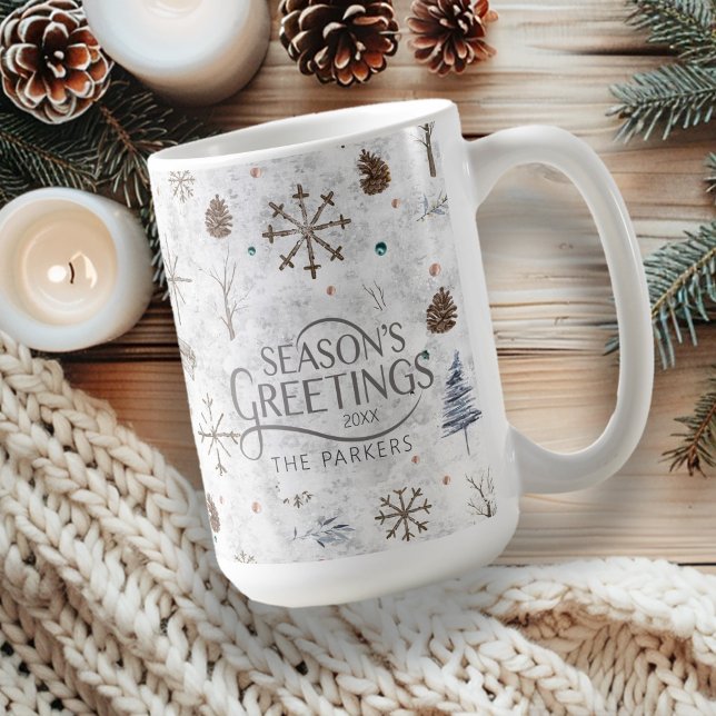 Caneca De Café Boho Twigs & Pinecone, ID de Natal 986 (Criador carregado)