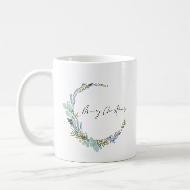 Caneca De Café Boho Wreath Felry Christmas Modern Design (Esquerda)