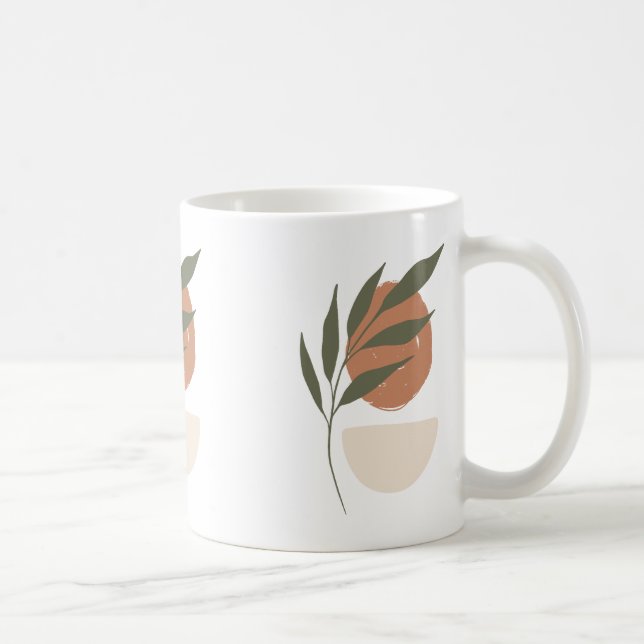 Caneca De Café Boho Zen Botânico Minimalista (Direita)