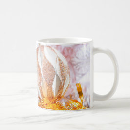 Caneca De Café Bola Branca e Rosa de Natal