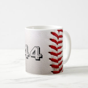 Caneca De Café Bola de Beisebol Branca Clássica com Número de Cam