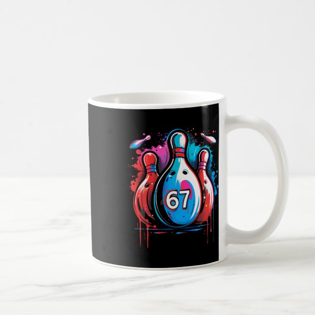 Caneca De Café Bola de Boliche 67 Seis Sete Alpha Gíria 6 7 Meme  (Direita)