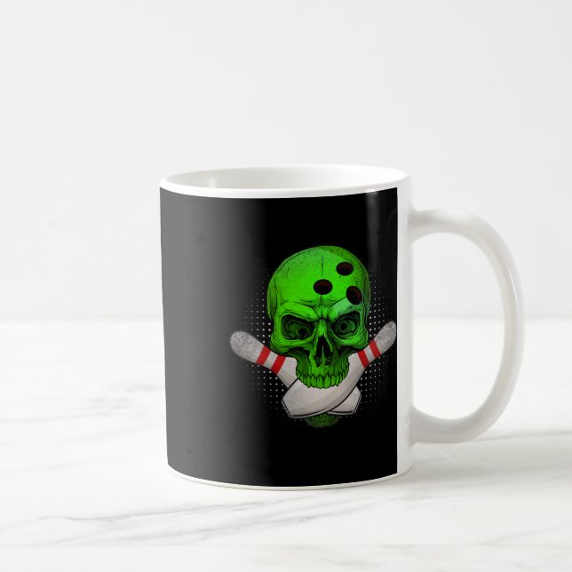 Caneca De Café Bola de boliche Da Cabeça Do Esqueleto E Pinos Fel (Direita)