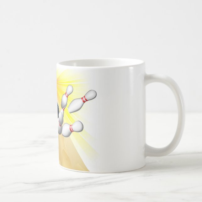 Caneca De Café Bola de boliche que bate os pinos (Direita)