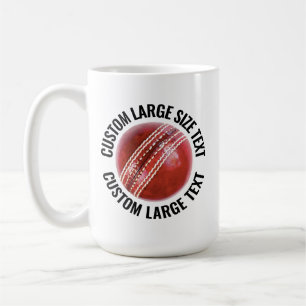 Caneca De Café Bola de Críquete com Texto Personalizado Grande 42