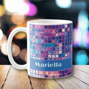 Caneca De Café Bola de Disco Azul e Roxo do Groovy Personalizada