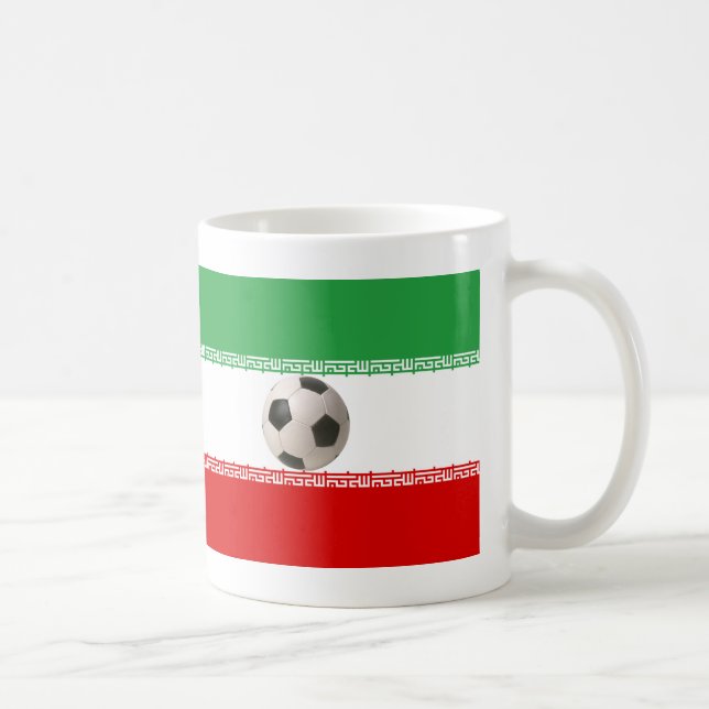 Caneca De Café Bola de futebol 3D com bandeira iraniana (Direita)