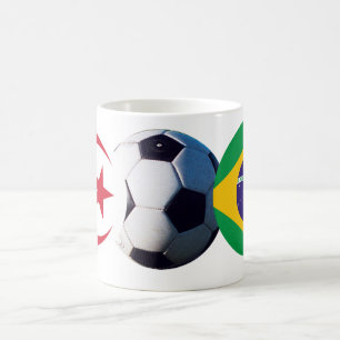Caneca De Café Bola de Futebol Argélia e Brasil Bandeiras do MUS
