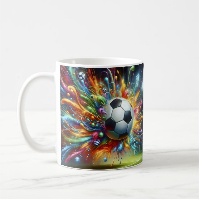 Caneca De Café Bola de Futebol Colorida (Esquerda)