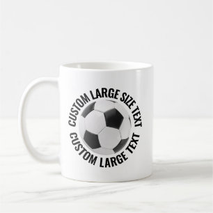 Caneca De Café Bola de Futebol com Texto Personalizado Grande 312
