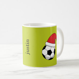 Caneca De Café Bola de Futebol de Natal, personalização do chapéu
