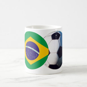 Caneca De Café Bola de Futebol e Bandeira do Brasil no MUSEU Zazz