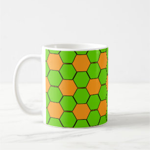 Caneca De Café Bola de Futebol / Futebol Textura - Laranja & Verd