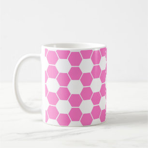 Caneca De Café Bola de Futebol / Futebol Textura Reversa - Rosa