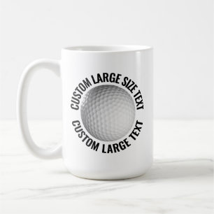 Caneca De Café Bola de Golfe com Texto Personalizado Grande 15oz.