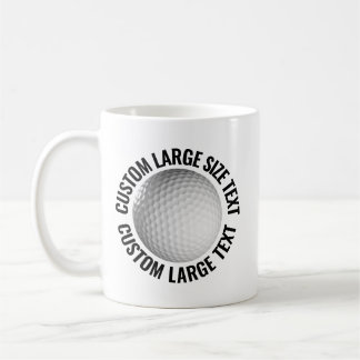 Caneca De Café Bola de Golfe com Texto Personalizado Grande 325g