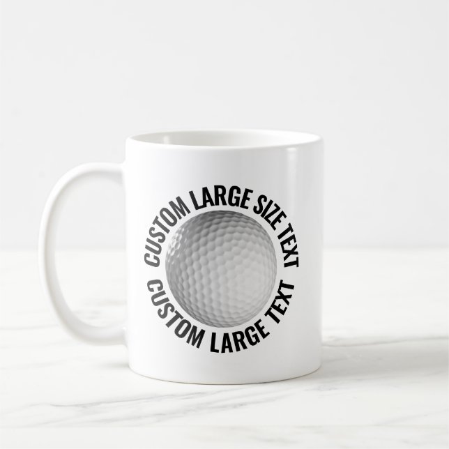 Caneca De Café Bola de Golfe com Texto Personalizado Grande 325g  (Esquerda)