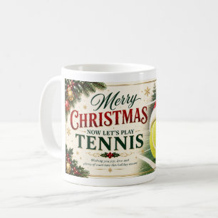 Caneca De Café Bola de Tênis com tema de Natal com chapéu de Papa