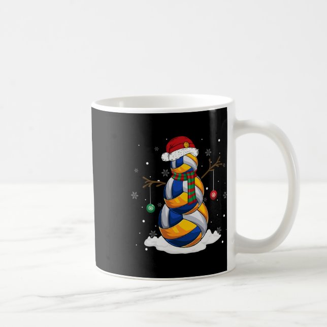 Caneca De Café Bola de Voleibol Snowman Santa Hat Natal Pajama (Direita)