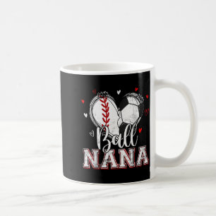 Caneca De Café Bola nana beisebol futebol coração nana de ambos