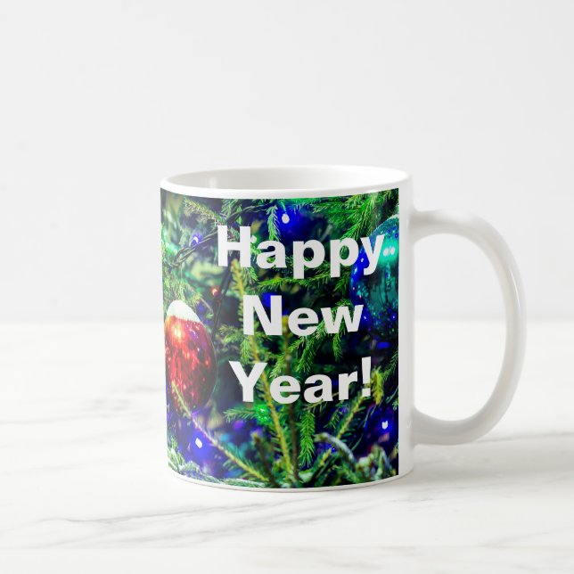 Caneca De Café Bola Vermelha de Árvore de Natal Verde (Direita)