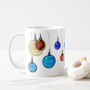 Caneca De Café Bolas coloridos do Natal