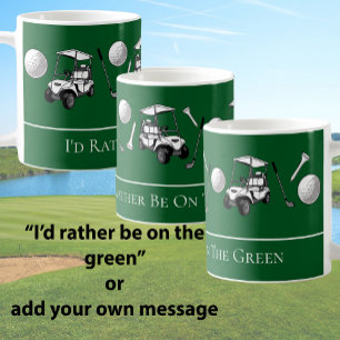 Caneca De Café Bolas de Golfe e Carrinho Verde Divertido com Mens