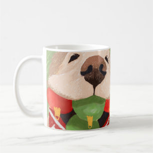 Caneca De Café Bolas de Natal do Retriever Dourado na Boca Presen