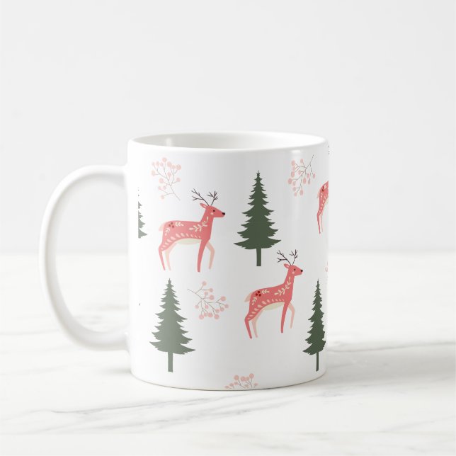 Caneca De Café Bolas de Natal, Rosa, Café (Esquerda)