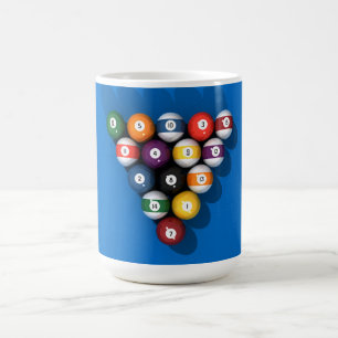 Caneca De Café Bolas de piscina no feltro azul: