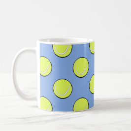 Caneca De Café Bolas de Tênis Padrão Sem Costura em Fundo Azul