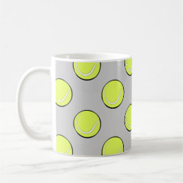 Caneca De Café Bolas de Tênis Padrão Sem Costura em Fundo Cinza 