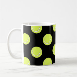 Caneca De Café Bolas de Tênis Padrão Sem Costura em Fundo Preto 