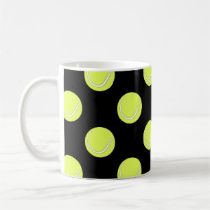 Caneca De Café Bolas de Tênis Padrão Sem Costura em Fundo Preto