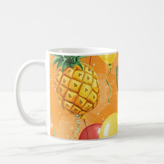 Caneca De Café Bolas, Melancias, Abacaxis, por Natasha Us   (Esquerda)
