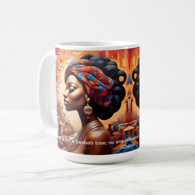 Caneca De Café Bold African Abstrato Art African Proverbs (Frente Esquerda)