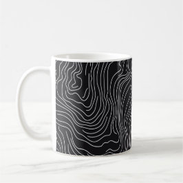 Caneca De Café Bold Black and White Topographic Art 🖤