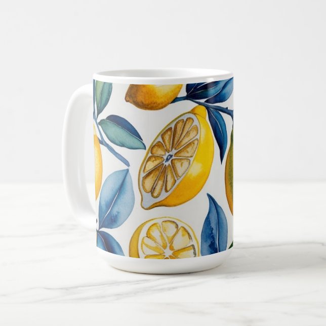 Caneca De Café Bold Blue Italiano Positano Lemon (Frente Esquerda)