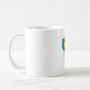 Caneca De Café Bold Duo - Arte Minimalista Colorida de Aves Geomé
