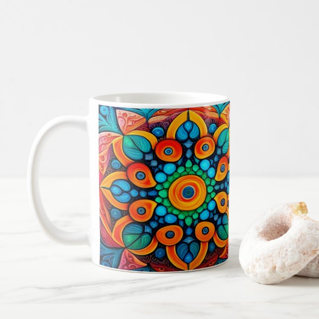Caneca De Café Bold Ethnic Mandala (Com Donut)